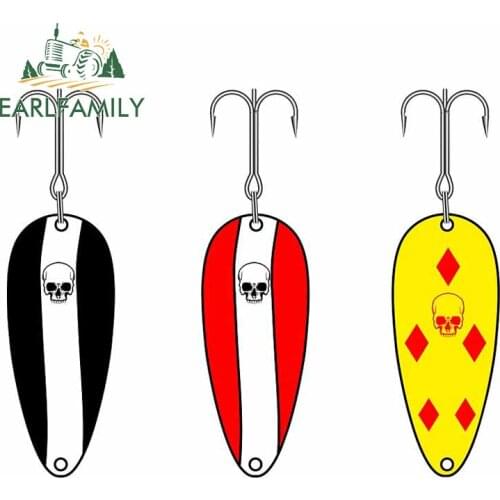 EARLFAMILY 13cm x 10.4cm for Three Spoon Fishing Lures Car Sticker Vinyl Occlusion Scratch Motorcycle Helmet Decal for VAN