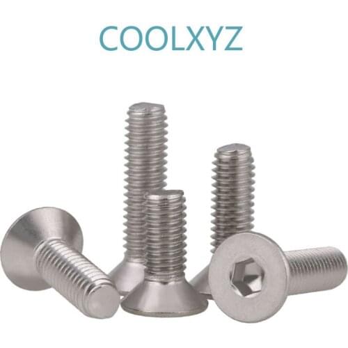 Countersunk Head Hexagon Socket Bolt KM DIN7991 304 Stainless Steel Hex Socket Flat Head Machine Screws M2M3M4M5 10PCS