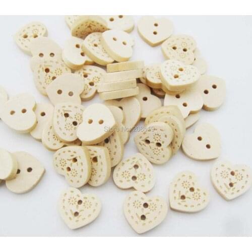WBNSNG Nature wood heart shape sewing buttons 15mm 120pcs/lot children clothes love button DIY garment accessories