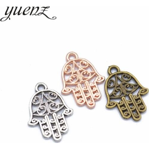 YuenZ 25 pcs Classic Antique Hand of Fatima Charms Metal Islam Charm Pendant bracelet necklace Jewelry Making 12*9mm I196