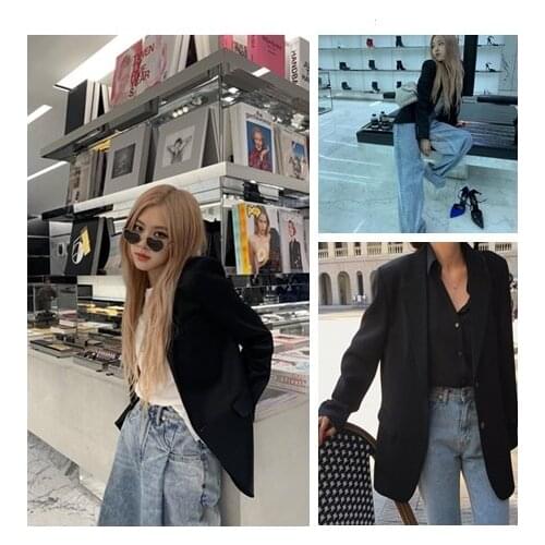 Kpop korean Celebrity Women korean British style Business Jacket Autumn Office Lady loose Coat Outerwear female Long Sleeve Top