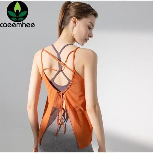 CAEEMHEE Women Halter Workout Tank Tops Quick Dry Sleeveless Yoga Shirts Open Back Mesh Racerback Athletic Running Tops