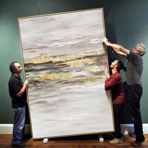 Gold Foil Textured 100% Hand Painted Modern Abstract Oil Painting On Canvas Wall Art For Living Room Home Decoration No Framed