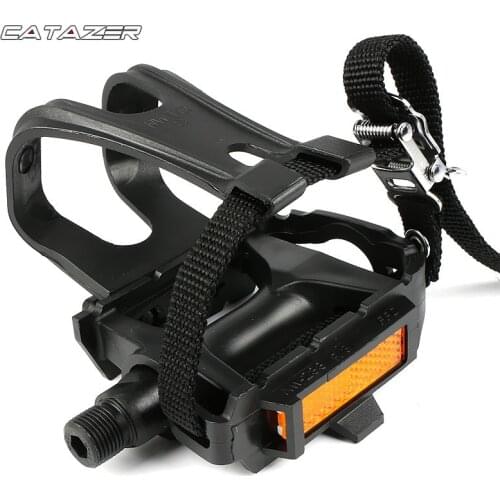 1 Pair Bicycle Pedal for Mountain Road Bike Fixed Gear Bicycle Pedals with Toe Clips Straps Bicycle Pedal Track Bike Pedals
