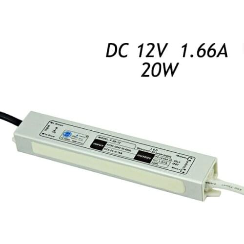 10pcs/lot 12V 1.66A 20W IP67 Waterproof Power Supply Driver for LED Strip 5050 3528 Transformers AC 110-220V To DC Metal shell