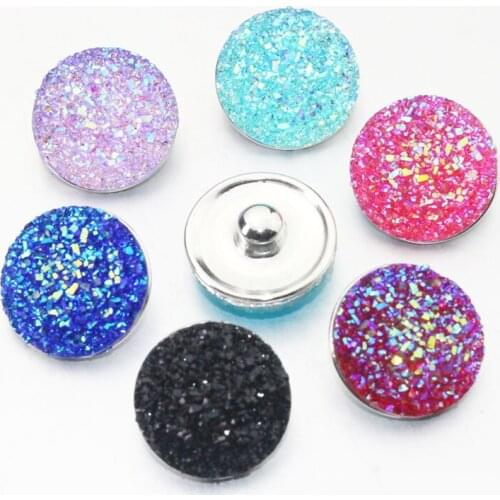 10pcs/lot 6 colors Unisex 18mm Resin Sequins Snap Button DIY Jewelry For female leather Bracelet womens charm beads 050702