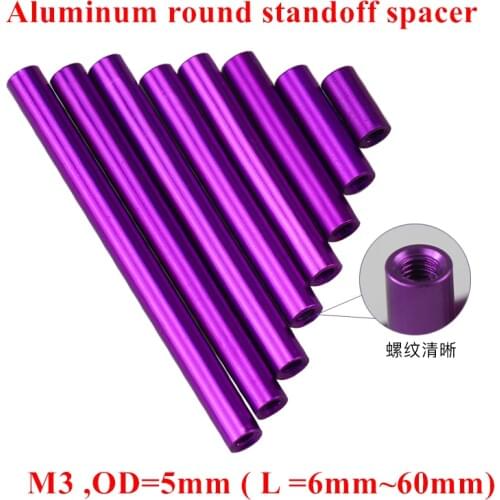 10pcs M3 Aluminum Post M3*6/8/10/12/15/20/25/30/35/37/40/50/60mm Aluminum Round Standoff Spacer Spacing screw RC Parts OD=5mm