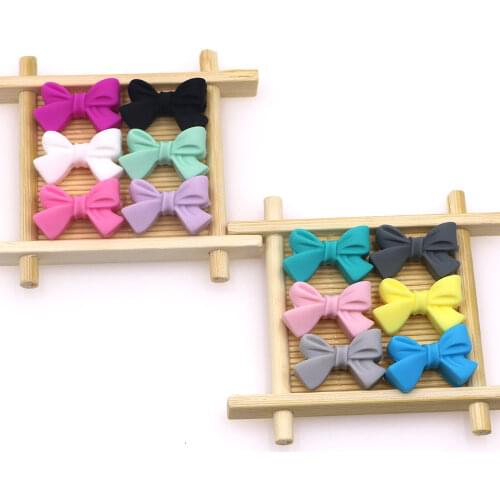 Kovict 27mm Silicone Butterfly Bow Knot Beads 10pcs Food Grade Silicone Teething Beads DIY Chewable Necklace rodent