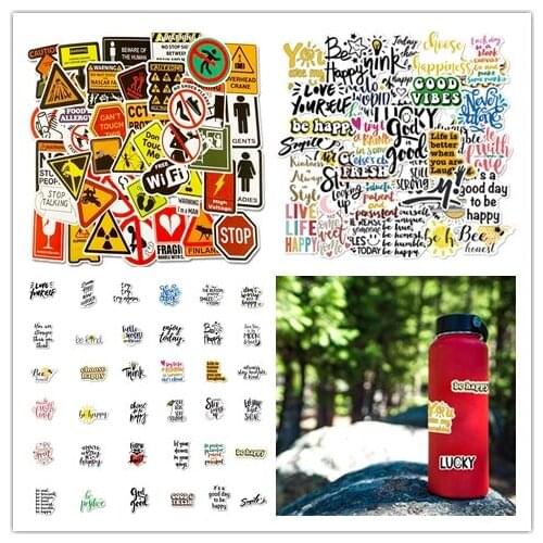 100pcs warning signs inspirational English stickers cross border Amazon PVC waterproof glass door car motorcycle refrigerator de