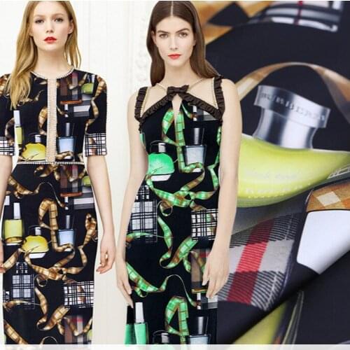 108cm chain printed silk fabric meter 19 mm silk stretch satin fabric satin shirt dress printed fabric wholesale silk cloth