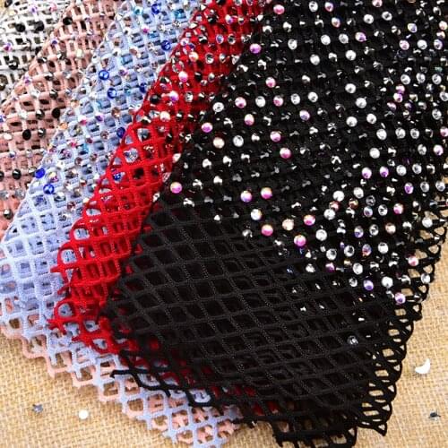 23.5*39 CM/Sheet New Stretch SS16 Rhinestone Mesh Strass Crystal AB Sewing Net Trimming For Garment Bags Shoes