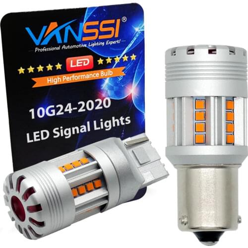 2000lm Bau15s PY21W LED Canbus Error Free Built in Resistor Anti Hyper Flash BA15S P21W 1156 LED Signal Bulb White/Amber Yellow