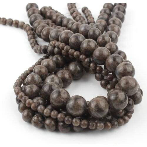 A+ Natural Stone Coffee Labradorite Beads Loose Spacer Beads For Jewelry Making DIY Bracelet Accessories 15"Inches 4 6 8 10 12mm