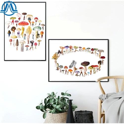 Abstract Mushroom Canvas Painting Dance Together Posters And Prints Nordic Modern Picture For Living Room On The Wall Home Decor