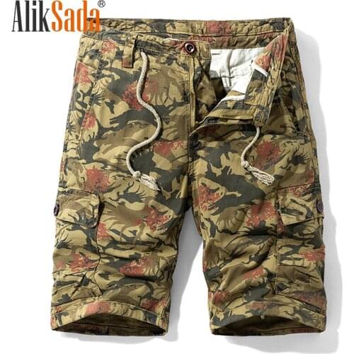 Aliksada 2021 Summer New Style Camouflage Pure Cotton Loose Comfortable Casual Mens Shorts, Fashion Trend All-Match Short