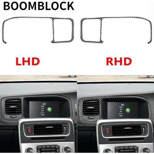 Car Center Console GPS Navigate Frame Display Air Vent Trim Frame Carbon Fiber Accessories For Volvo V60 2010-2017 S60 2010-2018