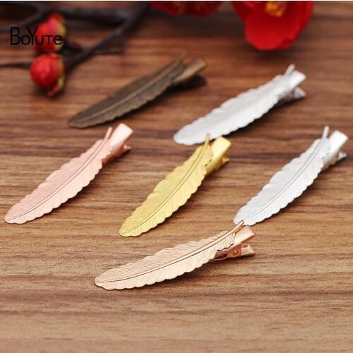 BoYuTe (20 Pieces/Lot) 12*52MM Metal Feather Hair Clips Vintage Diy Handmade Jewelry Accessories Wholesale