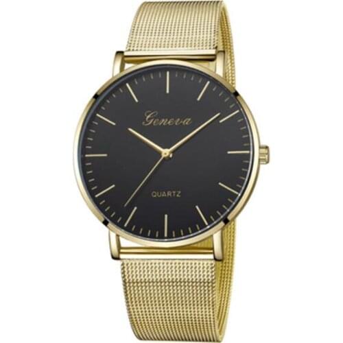 GENEVA Watches Men Watches Black Stainless Steel Mesh Band Quartz Wristwatches reloj hombre relogio masculino montre homme