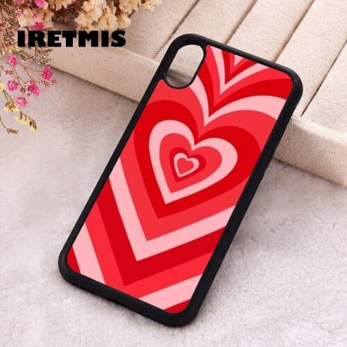 Iretmis 5 5S SE 2020 Phone Cover Case for iPhone 6 6S 7 8 Plus X Xs XR 11 12 Mini Pro Max Rubber Silicone Red Heart