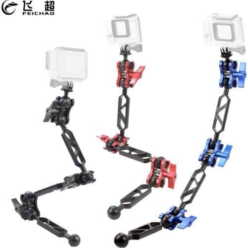 Diving Light Arm Ball Clamp Set Butterfly Clip Joint Mount Adapter for GoPro 9 5 Handheld Selfie Tripod 3-Way Extension Bracket