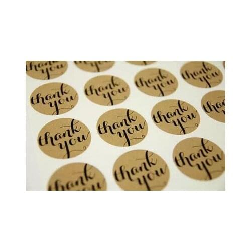 Dia. 3.8cm,1200pcs/lot,"Thank you" round kraft sticker, Gift seal sticke,rounded kraft sealing sticker with THANK YOU