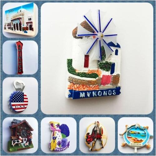 European and American scenery 3D Fridge Magnets Tourism Souvenir Refrigerator Magnetic Sticker Collection Handicraft Gift