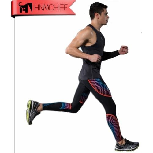 HNMCHIEF 2018 Mens Elastic Running Pants High Stretch Mens Joggers Polyester Tights Men or Women Sport Leggings