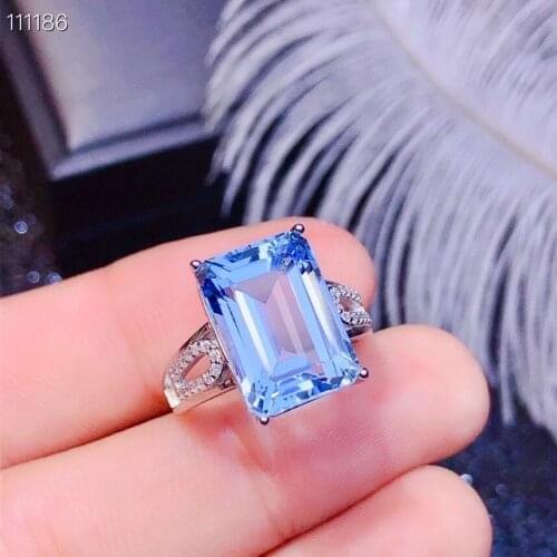 8 carat natural topaz ring, large gemstone color, exquisite craftsmanship, 925 silver inlay