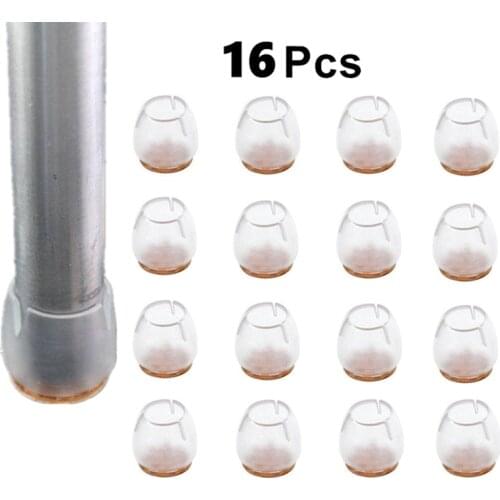 SHGO HOT-16 PCS Silicone Chair Leg Caps Table Foot Pads for Round 12-17mm Bottom Non-Slip Desk Foot Covers Floor Protectors Cove