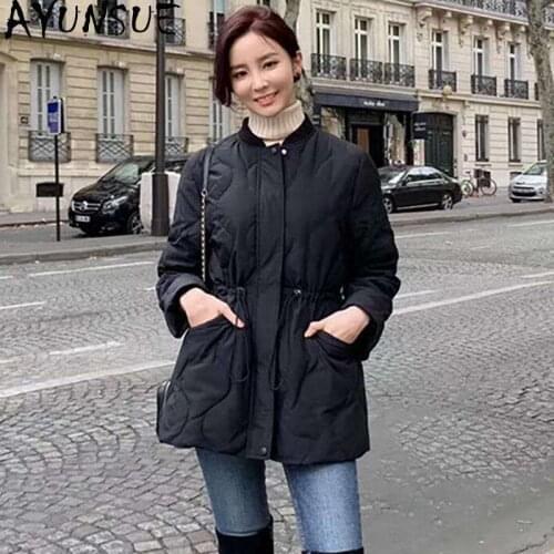 AYUNSUE Autumn Jackets Women Winter Light Down Cotton Coats Famale New Midi Long Slim Parka Woman Clothes Casaco Feminino SQQ121