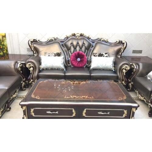 Living room furniture European-style hotel carved kung fu solid wood tea table high-end oak coffee table