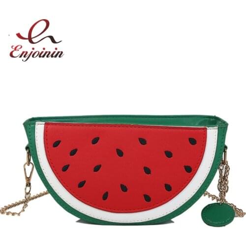 Cute Watermelon Lemon Shape Crossbody Bag Shoulder Chain Bag Girls Purses and Handbag Women Casual Clutch Bag Cartoon Fruit Bag