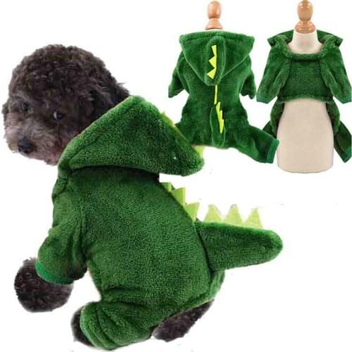 New pet dog dinosaur transformed clothes lovely hoodie of coral fleece warm thick clothes suit for winter clothes small dog pug