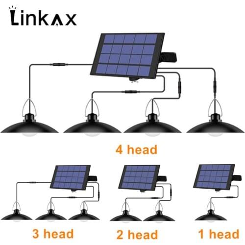 New 1/2/3/4 Head Solar Garden Light Outdoor Indoor Chandelier Solar Pendant Lamp With Line Warm White/White Garden Lighting