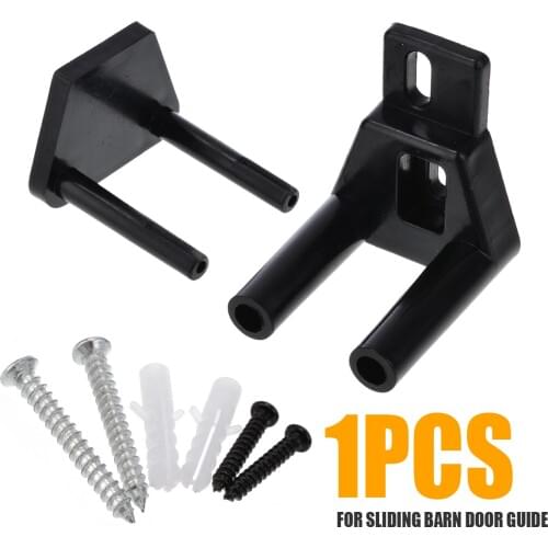 New Black Bottom Floor Sliding Barn Door Guide Adjustable Wall Stay Roller Channel Guide Door Clip Hardware Kit with Screws
