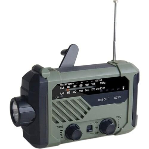 Radio Weather Forecast Hand-Cranked Power Radio Portable Solar Flashlight Outdoor Radio AM / FM / NOAA Weather Radio