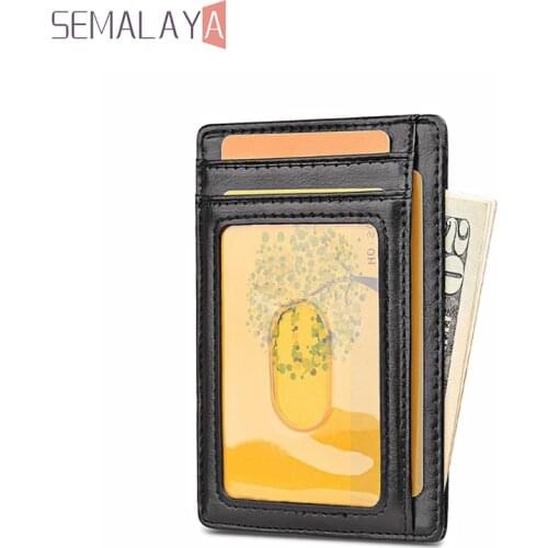 SEMALAYA Wholesale Genuine Leather Wallets Purse RFID Anti-theft Cards Holder Credit Card RFID Wallet For Men Unisex