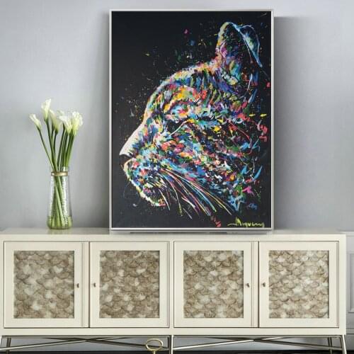 Modern Colorful Animals Picture Canvas Poster Prints Watercolor Cat Canvas Painting Cat Art Prints For Children Room Wall Decor