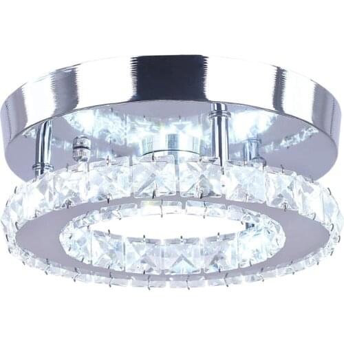 220V 18W Modern Flush Mount LED Ceiling Light 6000K White Light Pendant Lamp Crystal Chandelier for Living Room Bedroom Study
