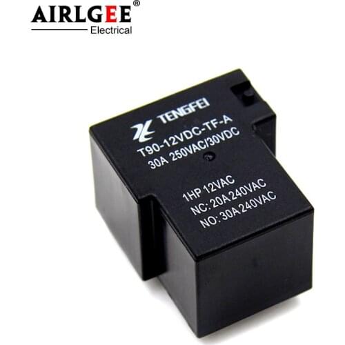 T90-12VDC-TF-A DC12V 30A 5 Terminal SPDT NO High Quality Mini Power Coil Electromagnetic Relay