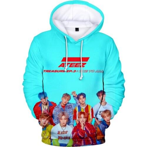 3D ATEEZ printed k-pops Hooded sweatshirt Men/Women spring warm Casual Harajuku streetwear Hoodies Plus Size Clothes 4XL