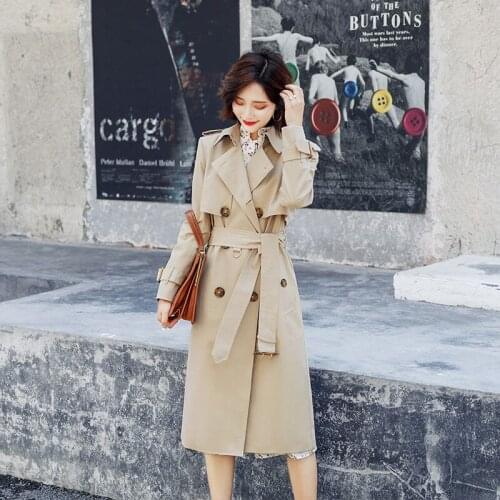 Windbreaker Womens Middle Long British Style Spring 2021 New Temperament Popular Womens Wear Korean Versatile Early Spring