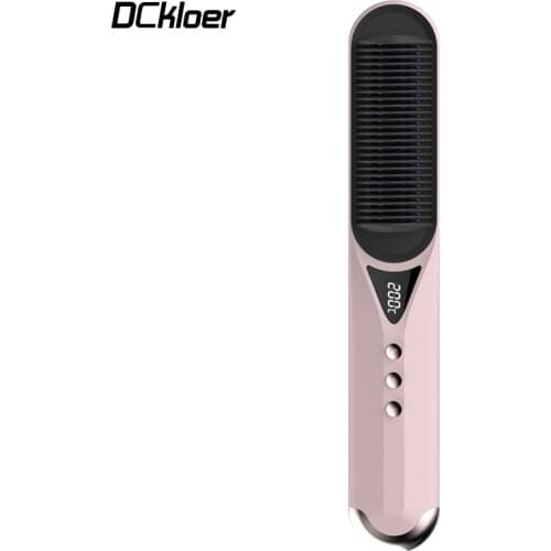 DCkloer Hair Straightener Curler Styling 2 in 1 Electric Comb Anti-scalding Ceramic PTC Heating Negative Ion 30sec fast warm-up