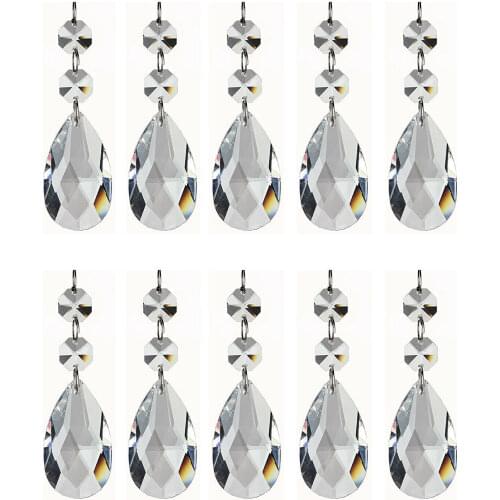 Top Quality 80pcs/lot 100mm clear Glass Hanging Pendants (38mm pendants+2pcs octagon beads) Crystal Chandelier Parts Decoration