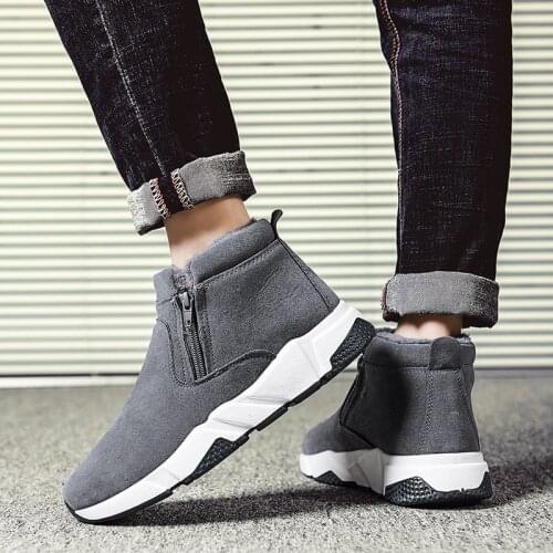 Suede Men Boots Winter Outdoor Snow Boots Non-slip Warm Shoes Men Ankle Boots High Top Boots for Men Sneakers Winter Shoes