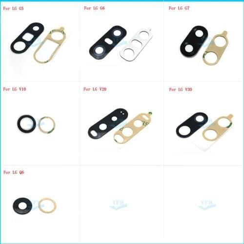 2PCS For LG G5 G6 G7 V10 V20 V30 Q6 Back Rear Camera Glass Lens With Adhesive Replacement Parts
