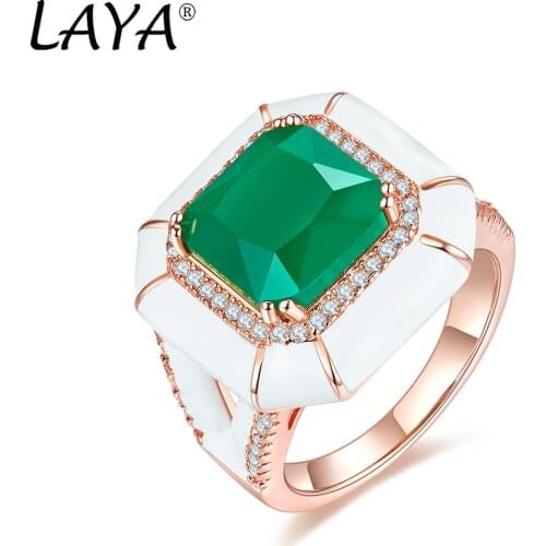 925 Sterling Silver Fashion High Quality Zircon Created Crystal Glass White Enamel Ring For Womens Wedding Jewelry Gift