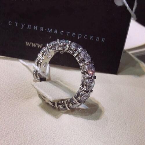 Luxury Brand promise Ring 925 Sterling silver 6mm AAAAA cz Statement Wedding Band Rings for women Bridal Party Fashion Jewelry