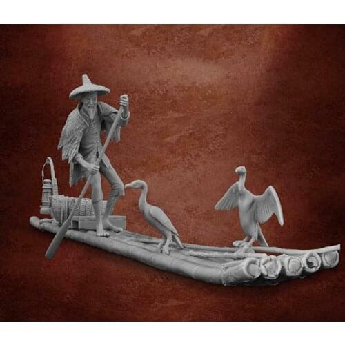 1/32 54mm ancient man Old Fisherman Resin figure Model Miniature gk Unassembly Unpainted