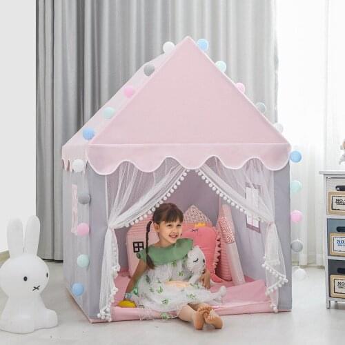 1.4M Portable Childrens Tent Wigwam Folding Kids Tents Tipi Baby Play House Large Girls Pink Princess Castle Child Room Decor